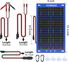 OYMSAE 12W Solar Car Battery Charger Portable 12V Trickle Battery Charger & Main