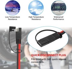 50FT 10 AWG SAE Extension Cable with Polarity Adapter for Solar & Automotive Use