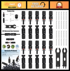 10 Pairs Waterproof MC4 Solar Connectors Kit, 1000V Male/Female for Solar Panels