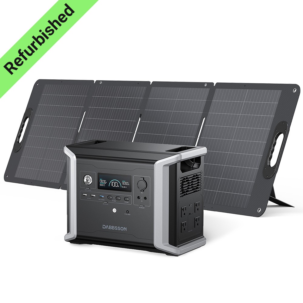 Dabbsson 1330Wh 1200W Power Station Portable w/ Folding Solar Panel 210W Outdoor