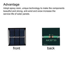 Mini Solar Cell Panel 1.5V 60mA 0.09W 30mm x 30mm 5pcs