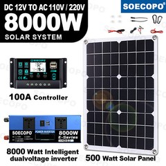 8000w 110v Solar Full Kit Inverter 300W Solar Panel Home 100A Controller