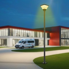 10ft Black Galvanized Steel Outdoor Parking Lot Lighting Post With Ground Cage