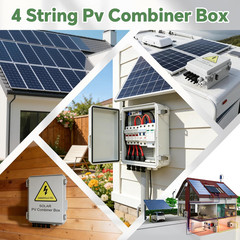 4 String Solar Combiner Box, IP65 Waterproof PV Combiner Box for On/Off Grid Sol