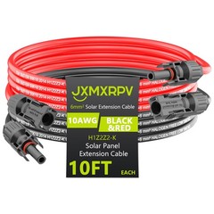 Solar Extension Cable 10Ft 10AWG, Solar Wire with Tool-Free Solar Connectors,…