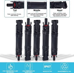Solar Panel Connector with Male Female Inline Fuse Holder