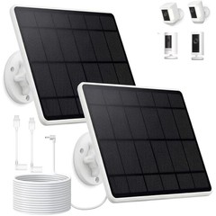 2-Pack 6W Solar Panel for Ring Camera Outdoor Wireless, Fast Solar Charger for R