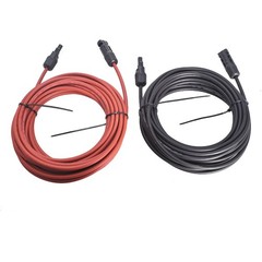 12AWG Solar Panel Extension Cable Wire Connector 1 Pair 30ft Black + Red New