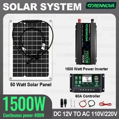 Grennova 1500W Complete Set Plug and Play Real 12V To 110V/220V Power Inverter