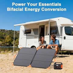 100 Watt Bifacial Portable Solar Panel for Power Station, 20V Foldable 100W
