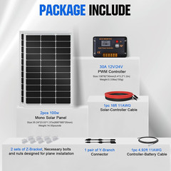200 Watts 12 Volt/24 Volt Solar Panel Kit with High Efficiency Monocrystalline S