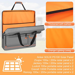 Solar Panel Storage Bag with Orange Lining, Deepened Opening, Zipper with Pull a