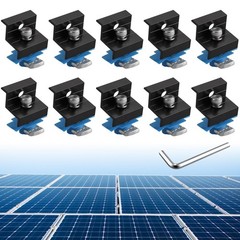 Solar Panel End Clamp Kit for Standard Unistrut 30/35mm Aluminum 10Pcs Black