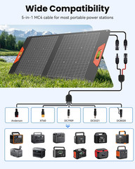 100W Portable Solar Panel for Power Station – 24% Efficiency Bifacial Solar Pane