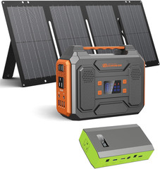 300W Solar Powered Power Bank Generator with 60W Panel, Portable Solar Power Sta