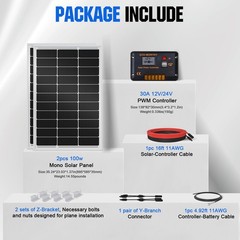 ECO-WORTHY 200 Watts 12 Volt/24 Volt Solar Panel Kit with High Efficiency Mon…