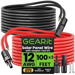 MC4 Solar Extension Cable 12 AWG 100 ft Red Black Tinned Copper PV Wire Pair