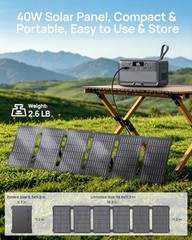 40W Foldable Solar Panel with DC5521 Output，Small Solar Panels Compatible with