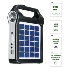 Portable Rechargeable Solar Panel Power Generator System USB Charger With Lamp