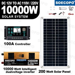 10000W Power Inverter Solar Generator w/ 200W Solar Panel Home Complete US STOCK
