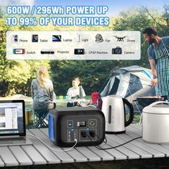 Portable Power Station 600W Power Bank 296Wh Solar Generator Lithium Battery Hot