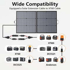 110W Portable Solar Panel, IP67 Waterproof Foldable 110 Watt Solar Panels, High
