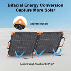 MHPOWOS Bifacial Solar Panel 100W 200W for Power Stations RV Outdoor Camping