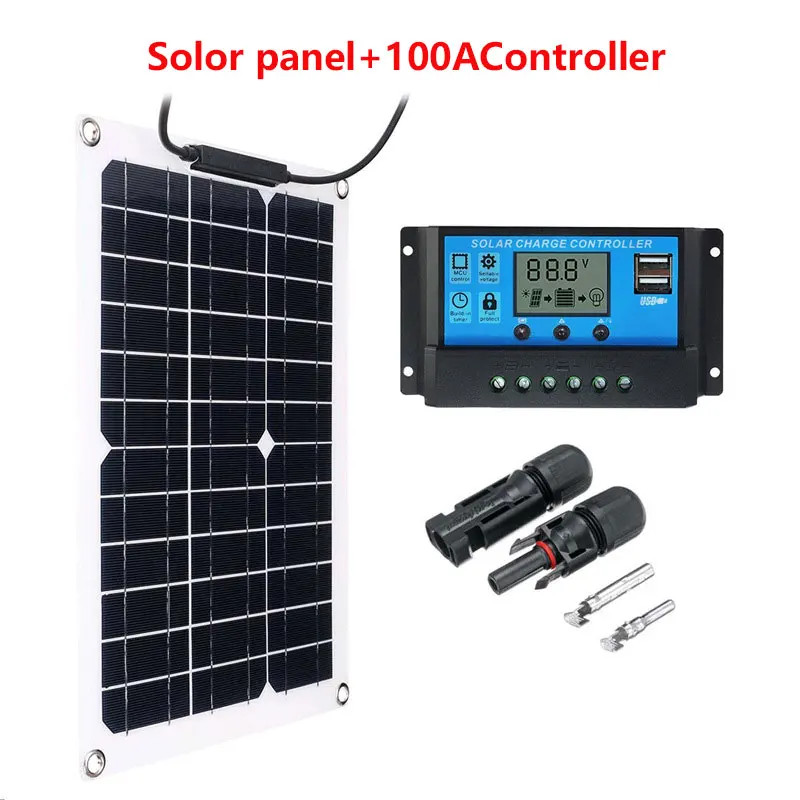 25W Flexible Solar Panel 12V Charger with Controller and MC4 for RV Marine Off