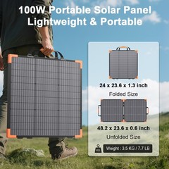 100W Portable Solar Panel Bifacial IP68 Waterproof Power Backup Solar Charger