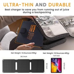 20W Portable Solar Panel Charger – USB-A & USB-C, Waterproof, Foldable for Campi