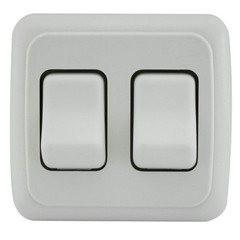 Double SPST On-Off Switch with Bezel, 12-Volt, for RV, Trailer, Camper (White)