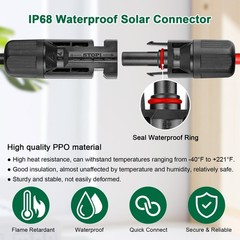 10AWG Solar Cable 10ft Solar Panel Extension Cord PV Wire Flame Retardant Waterp