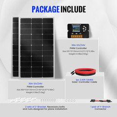 100W Monocrystalline Solar Panel Kit with 30A Controller for Off-Grid Use