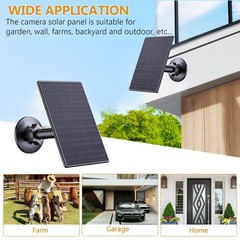 2W USB Solar Panel Charger for Security Cameras, 360° Adjustable Mount – 4 Pack