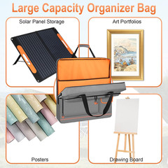 Solar Panel Storage Bag with Orange Lining, Deepened Opening, Zipper with Pull a