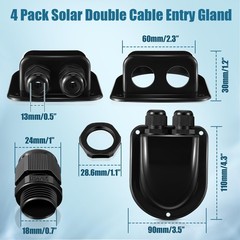 4 Set Solar Entry Gland Dual Entry Waterproof for 3mm²-10mm² (Black) | Solar …