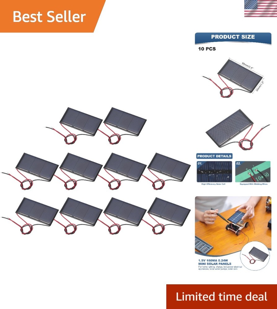 Compact Polycrystalline Solar Panels – 10 Pcs 1.5V 0.24W for Easy Installation