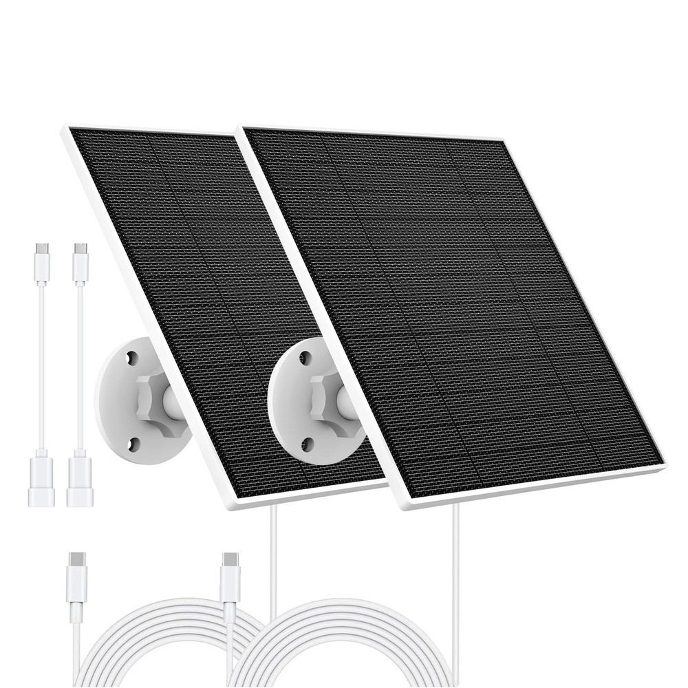 Solar Panel Charger for Outdoor Cameras, 5W with 9.8ft Cable, IP65 Waterproof, 2