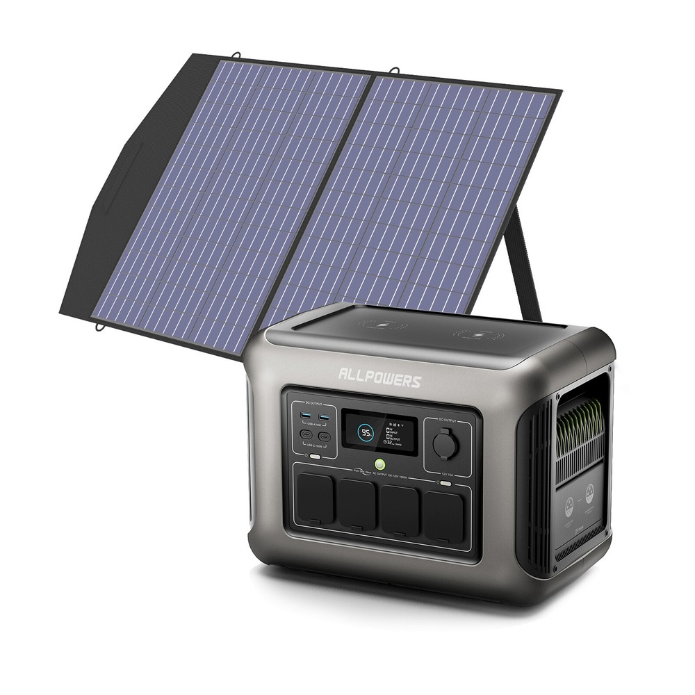 ALLPOWERS 1800W (3000W Peak) Power Station Solar Generator + 100W Solar Panel