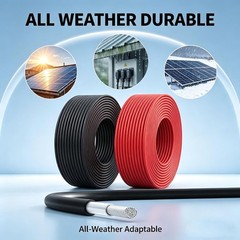 Cost-Effective 10 AWG Solar Extension Cable 2×20 FT – Black & Red Approved