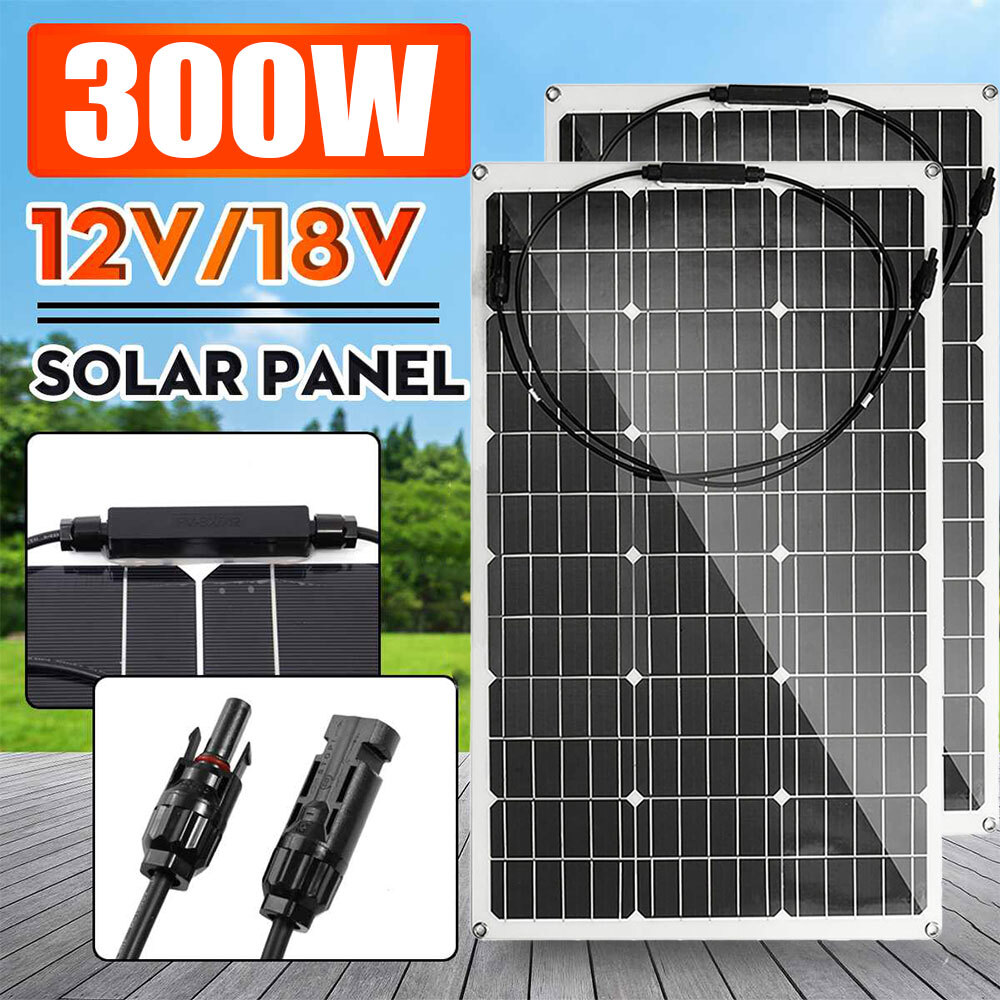 300W Solar Panel Flexible 12v Portable Power Mono Camping Home RV Battery Charge