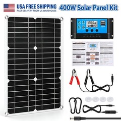 Portable 400W Mono Solar Panel Set w/100A Controller 12V Outdoor Camper Power