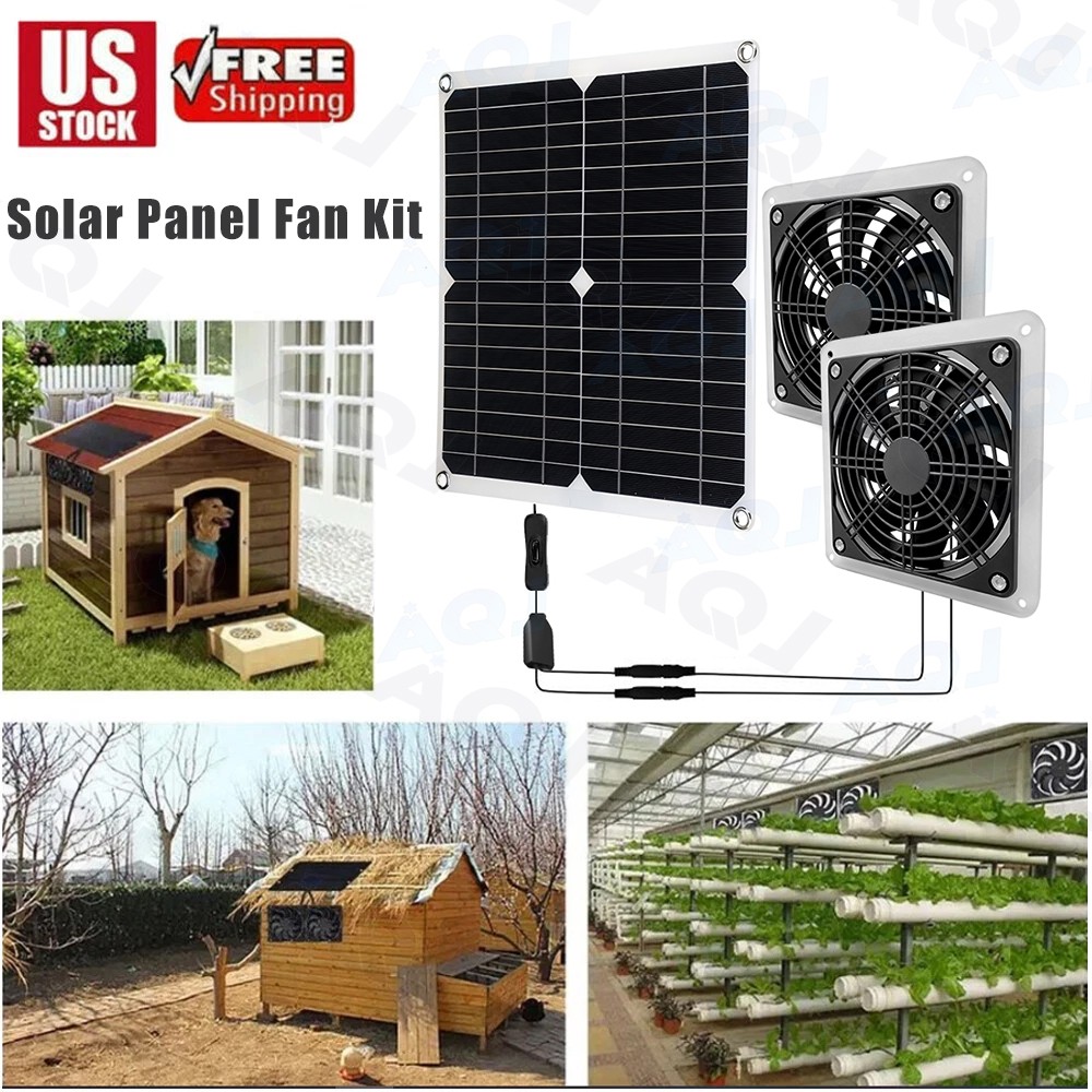Solar Panel Fan kit, 30W Solar Powered Fan with Dual IP57 Waterproof Fans