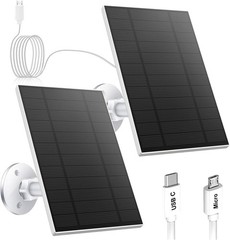 5W Solar Panel for Security Camera, Solar Panel with Micro USB & USB-C Port f…