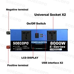 8000W Off-Grid Solar (12V/24V to 110V/220V) 2pcs Solar Panels,Charge Controlleid