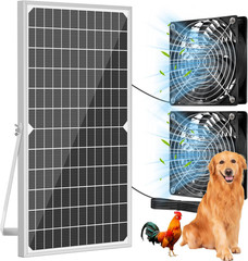 Solar Powered Fan Kit 17.72 Inch IPX7 Weatherproof, 22W Solar Panel with 2 Water