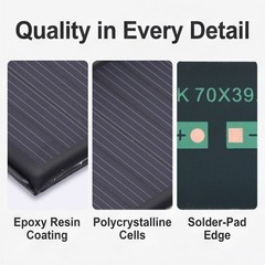 5Pcs 5.5V 0.33W 60mA Mini Polycrystalline Solar Panel 2.8×1.6″/70×39.5mm