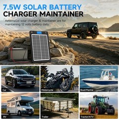 7.5W Solar Car Battery Charger 12V Portable Waterproof Solar Panel T39-10