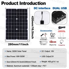 1500W Solar Panel Kit – 3 x 500W+100A Controller+Extension Cord+ lligator Clip