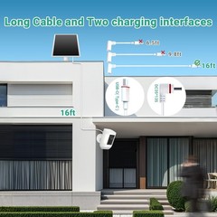 Solar Panel Ring Camera 6W Solar Charger W/ USB-C & Barrel Plug Ring Stick Up